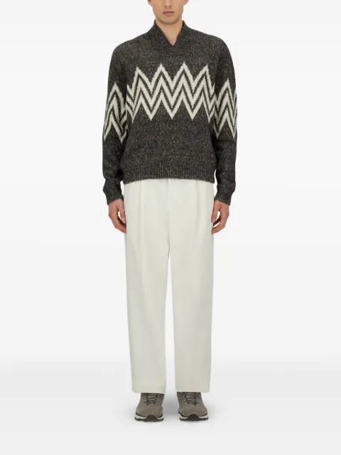 Herno zigzag-pattern collared sweater
