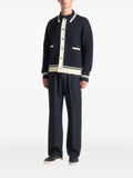 Manière De Voir Julien classic-collar combed-cotton knit blue cardigan