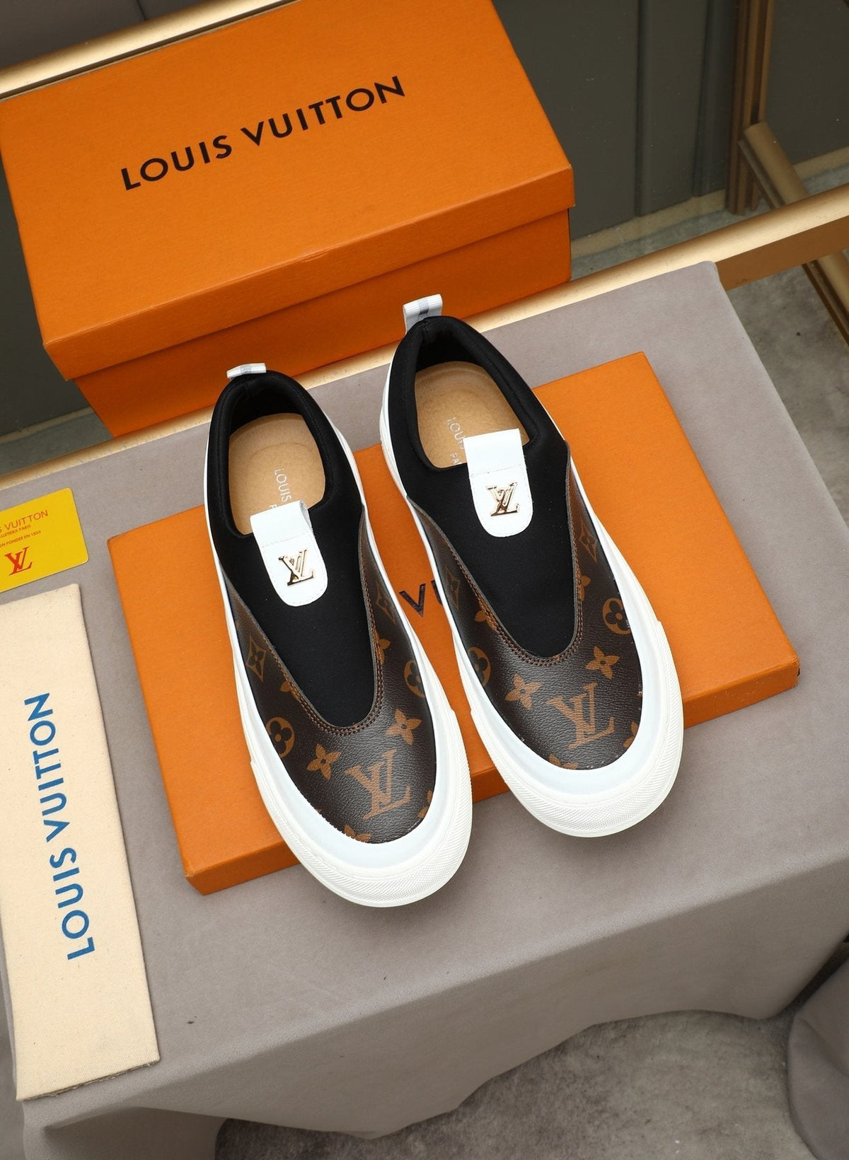 Louis Vuitton Men's Monogram Slip-On Sneakers - Rounded Toe